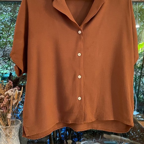Frank and Oak Camp Collar Blouse in Brown - Picture 3 of 5